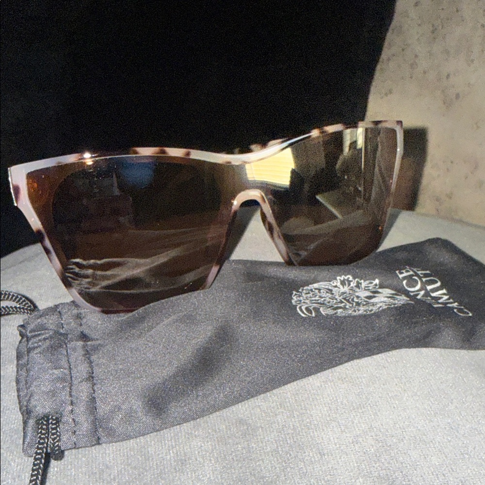 Vince Camuto Tortoiseshell Shield Sunglasses with Brown Lenses